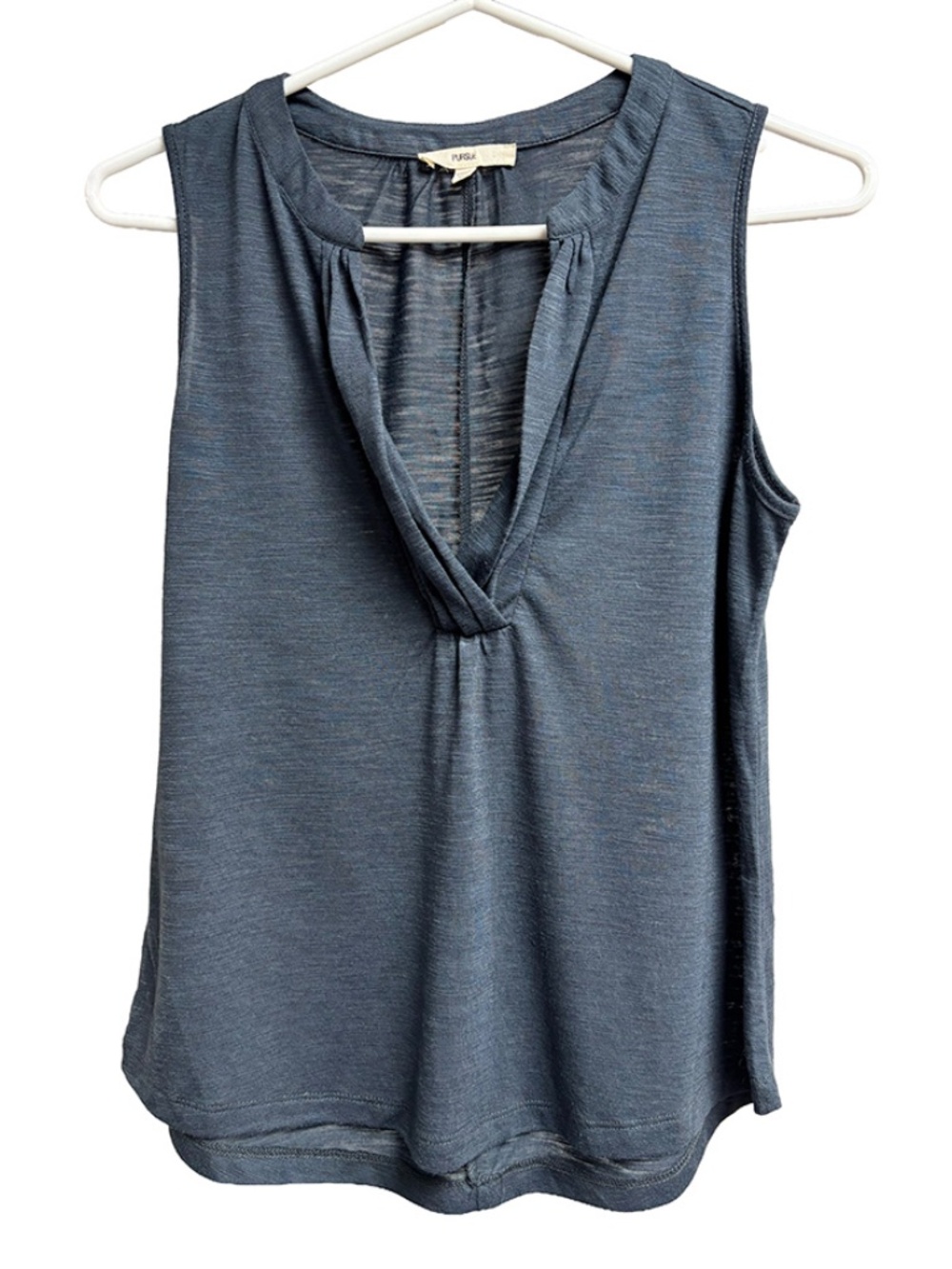 Pursue Grey-Blue Sleeveless V-Neck Top – Medium